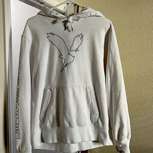 American Eagle Men’s White Hoodie w/ Designs on front and left sleeve